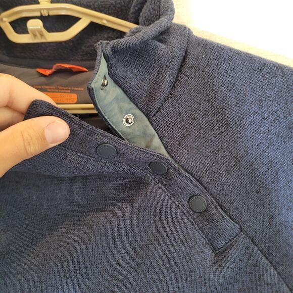 Merrell Womens Sweater Weather XL Blue Pullover Button Collar Pockets Casual EUC - Picture 3 of 11